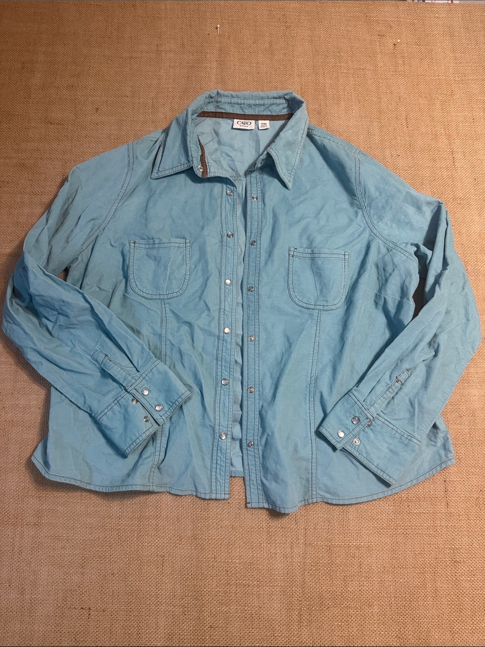 Cato Light Blue Corduroy Button-Front Shirt